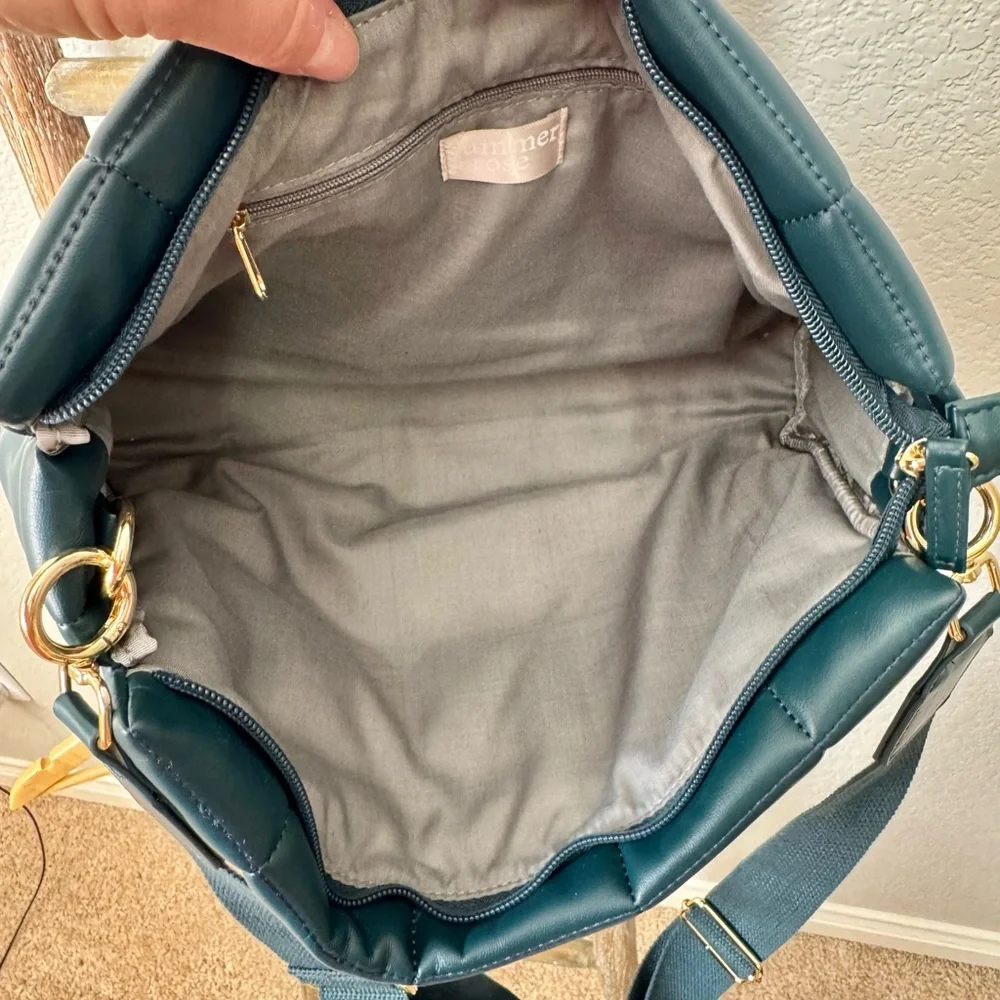 Summer & rose soft faux leather quilted crossbody purse rich teal - Picture 3 of 3